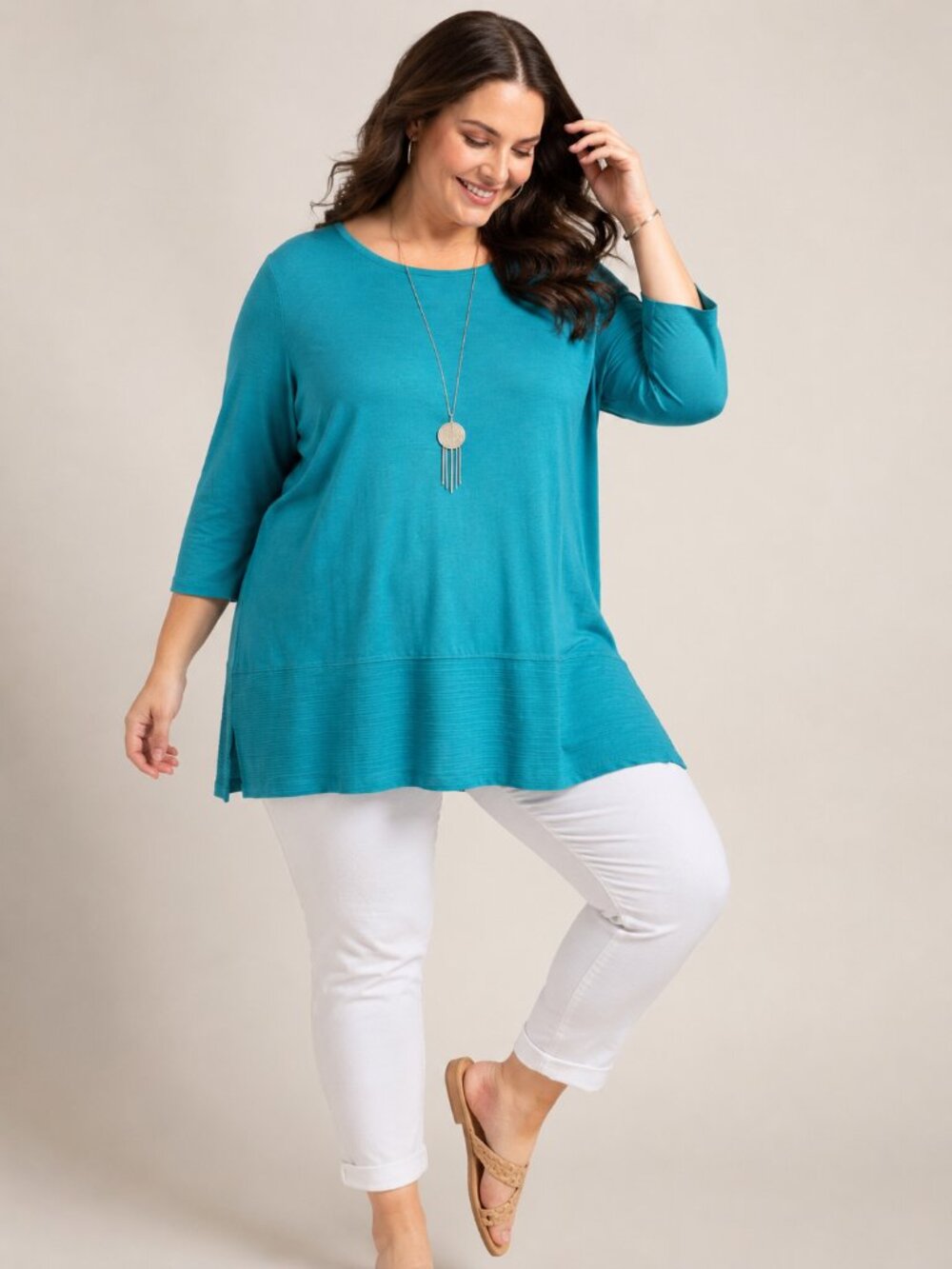 Soft Surroundings Senja Button Back Tunic Top, NWT, 2X, teal turquoise